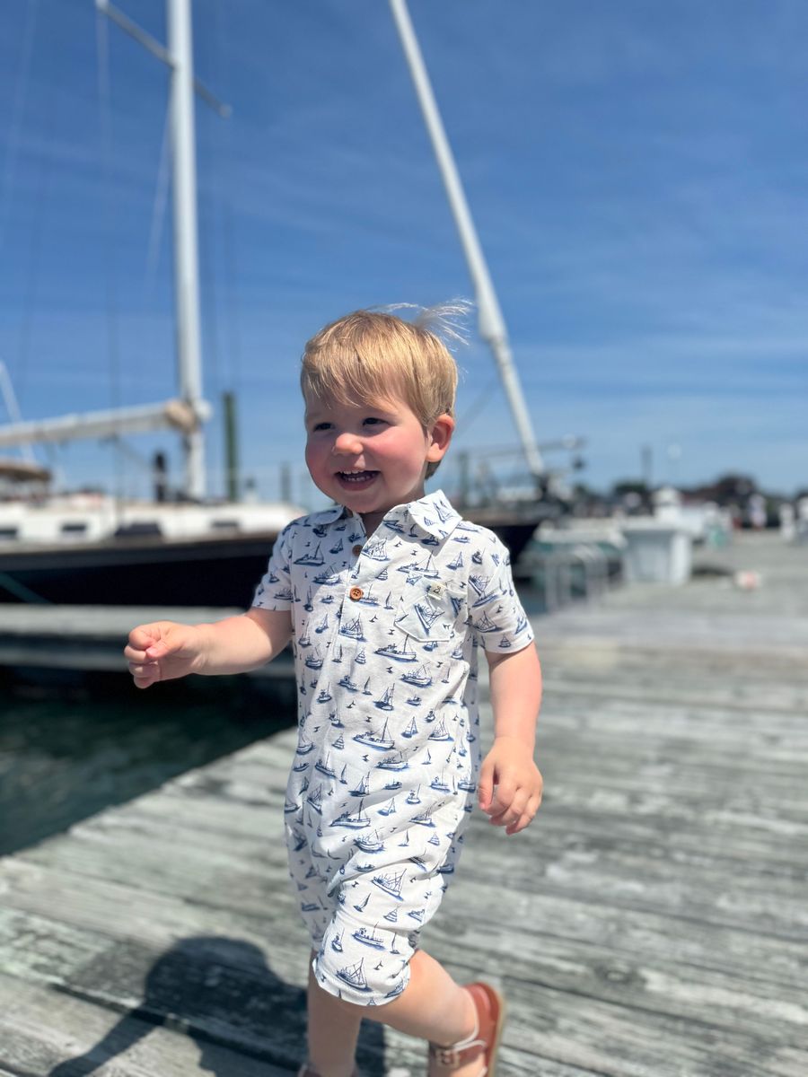 MOLOKAI Printed Romper - Navy Boats