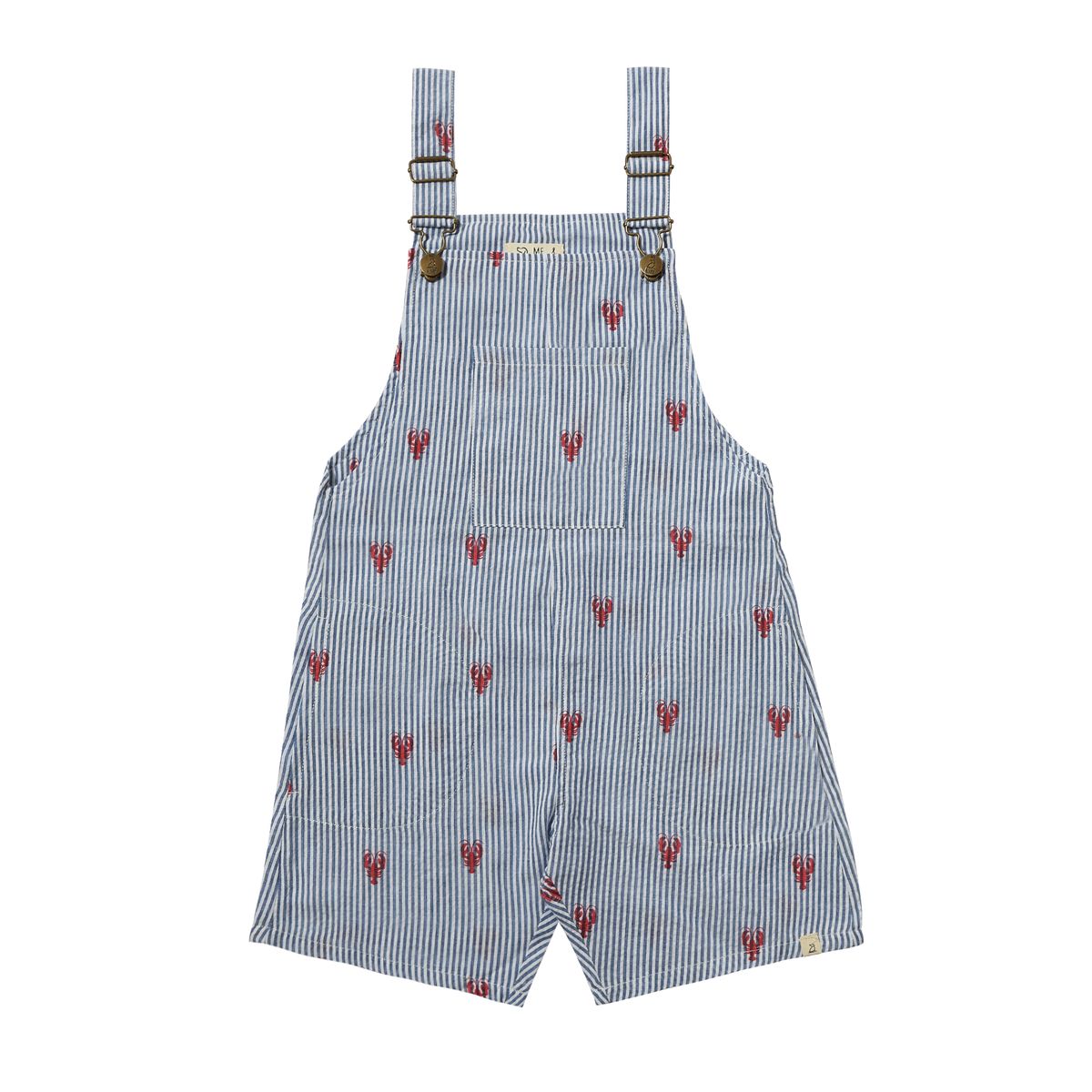 GALLEON Woven Buckle Overalls - Lobster Seersucker