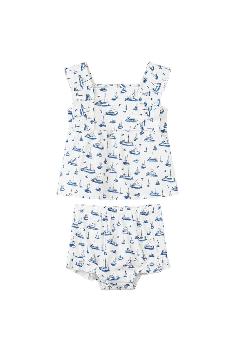 ELLIE SET - Navy Sailboats