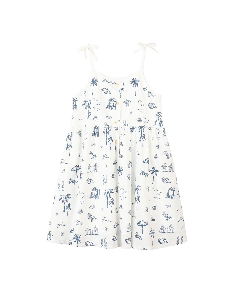 MARINA DRESS - Navy Beach Scene