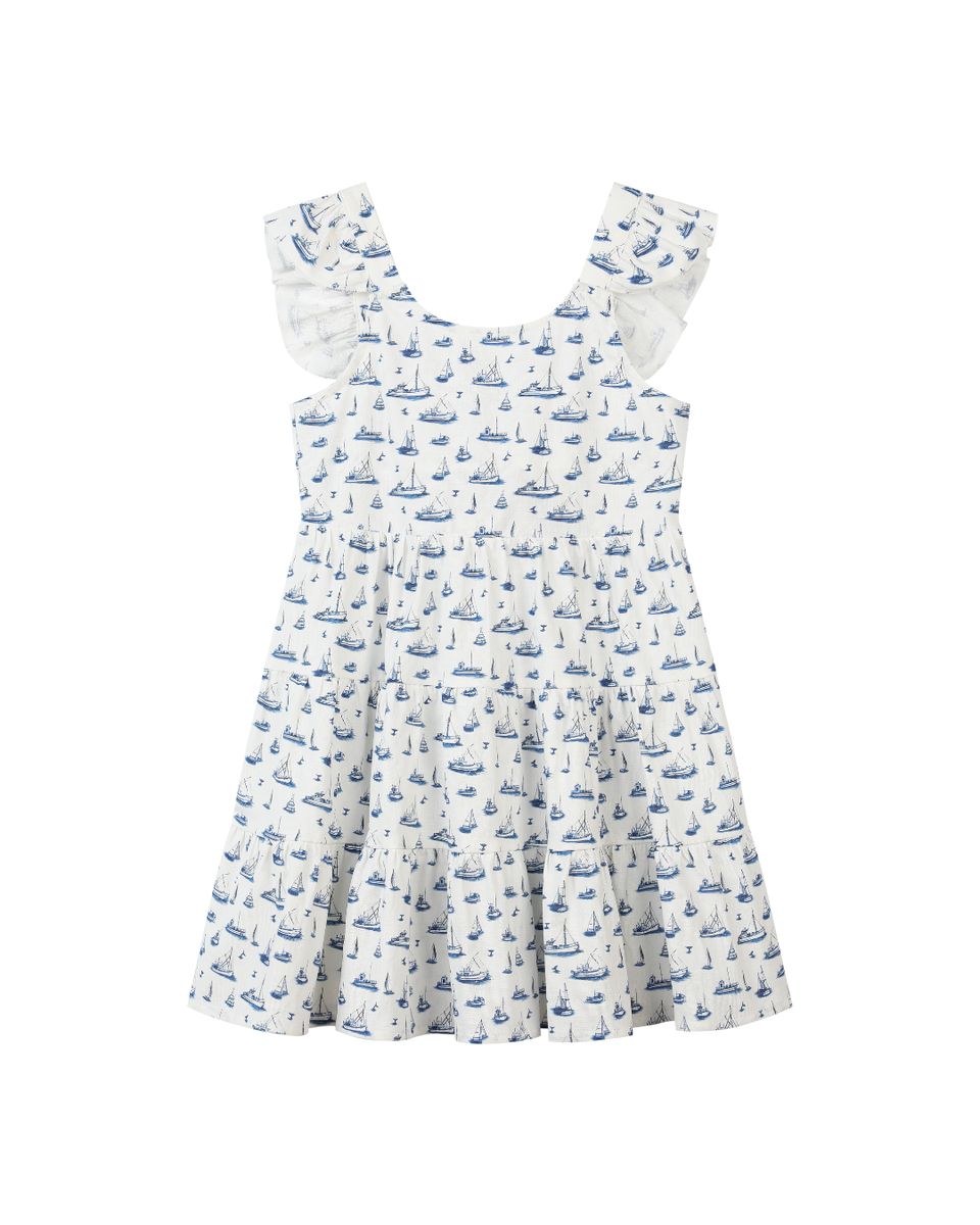 EMMIE DRESS - Navy Sailboats