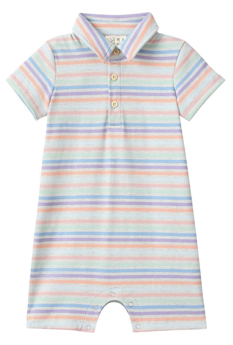 CAMBORNE romper - Peach multi stripe