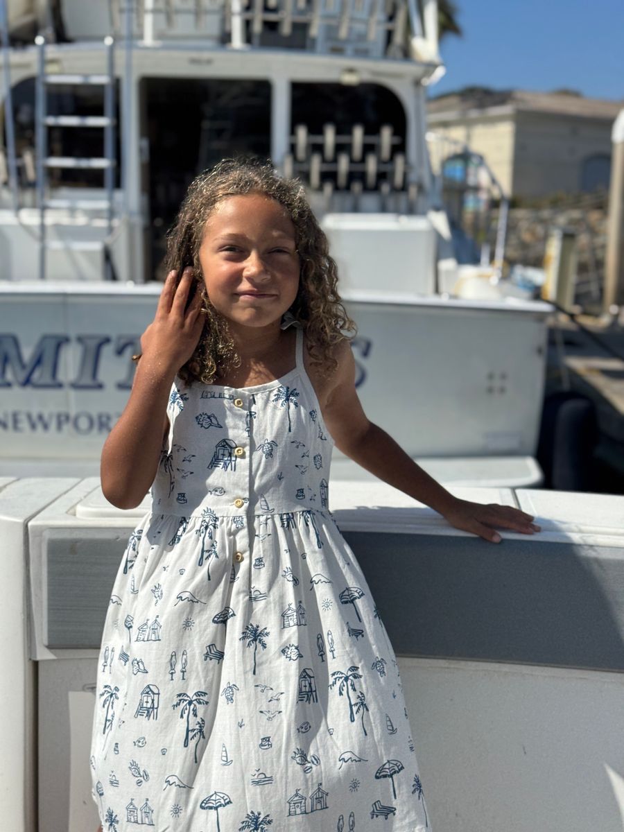 MARINA DRESS - Navy Beach Scene