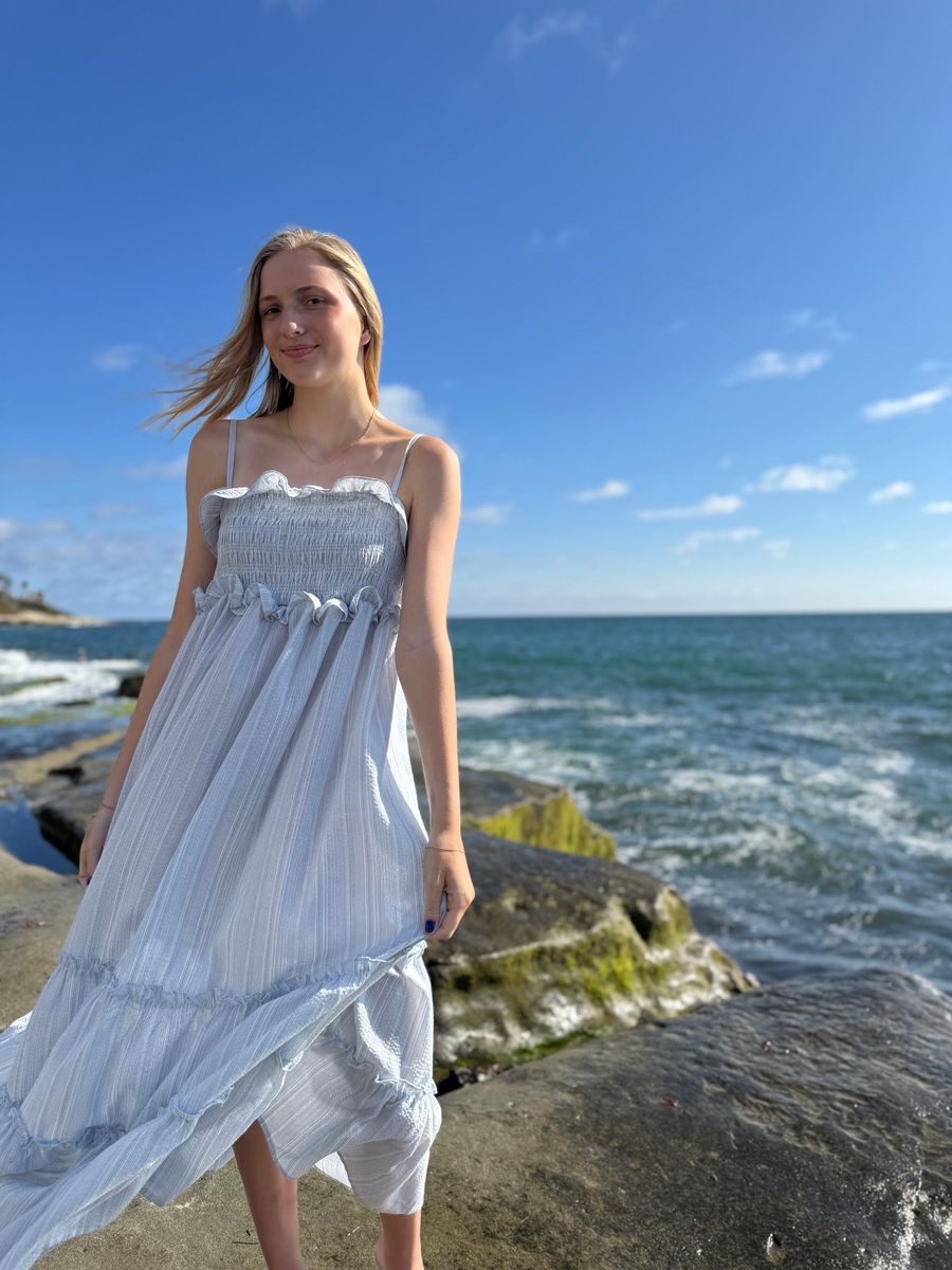NANCY DRESS - BLUE STRIPE