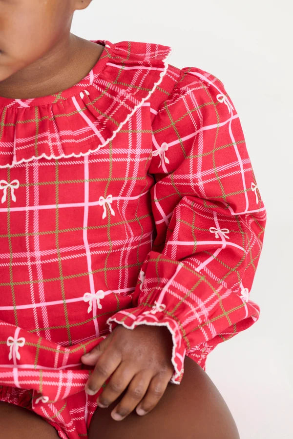 Long Sleeve Ramona Ruffle Bubble - Torrington Tartan with Palmetto Pearl