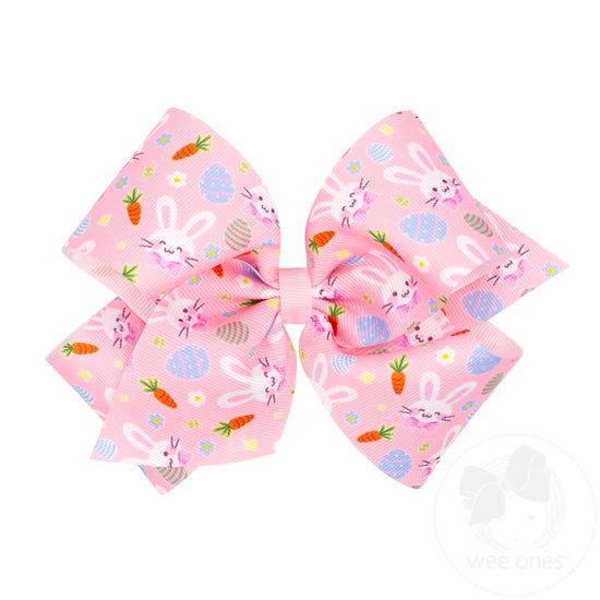 King Easter Print Grosgrain Hair Bow