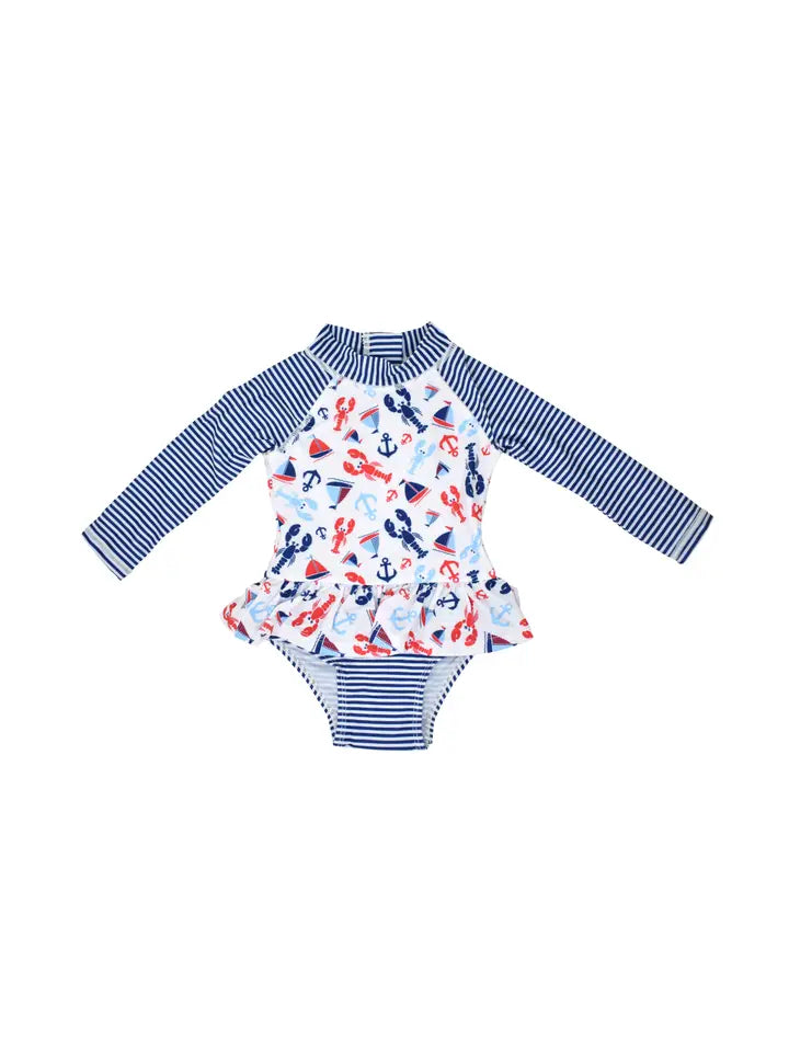 UPF50+ Infant Ruffle Swimsuit - Sunday Sails