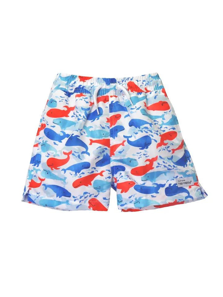 UPF50+ Wesley Swim Trunks -  Splish Splash Whale Blue