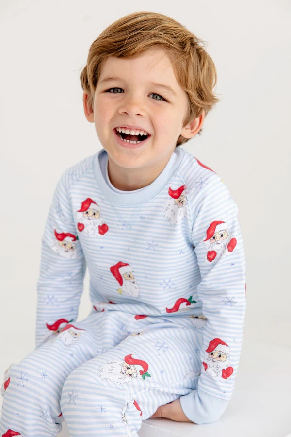 Cassidy Comfy Crewneck Dear Santa (Buckhead Blue Stripe) with Buckhead Blue