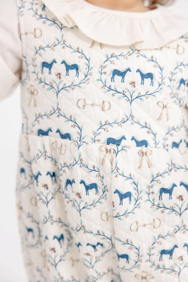 Sleeveless Rebecca Romper Quilted (Horse Bits & Bows with Palmetto Pearl)