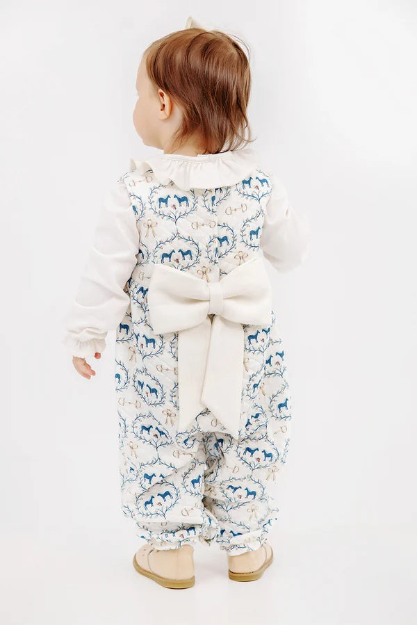 Sleeveless Rebecca Romper Quilted (Horse Bits & Bows with Palmetto Pearl)