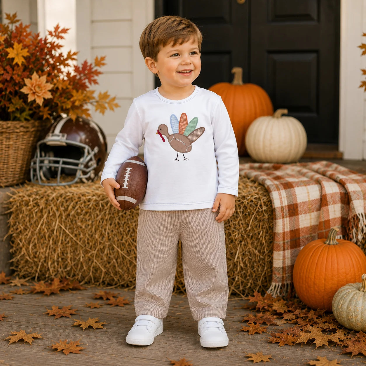 Football Turkey Applique Top & Pant Set