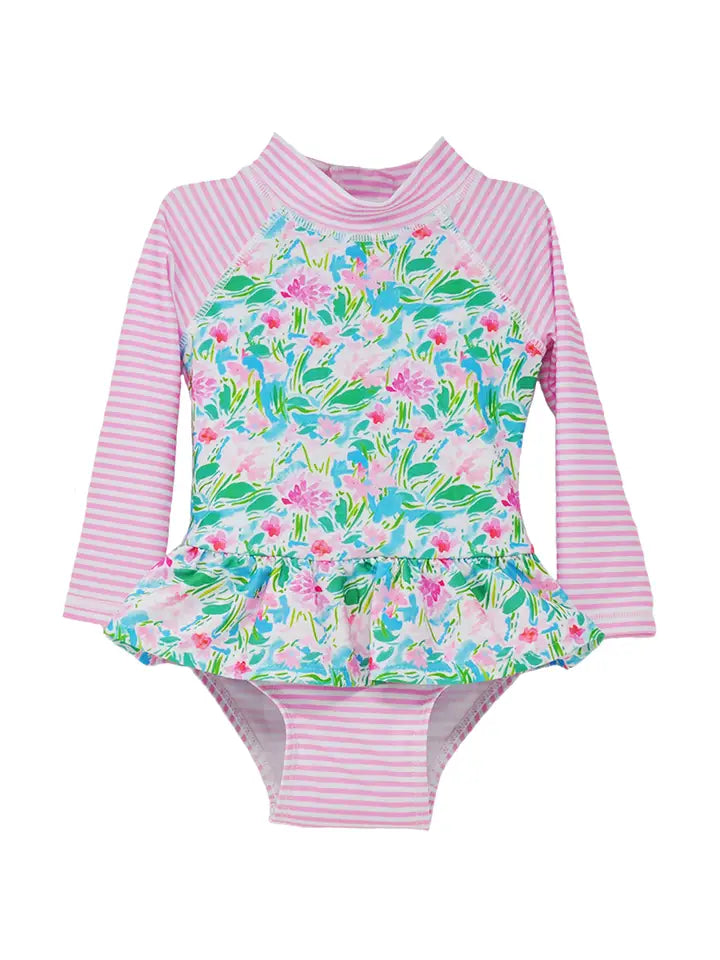 UPF50+ Infant Ruffle Swimsuit - Lotus & Lilies
