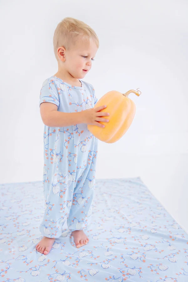 Short Sleeve Bradford Romper (Gourd-geous (Buckhead Blue) with Barbados Blue)