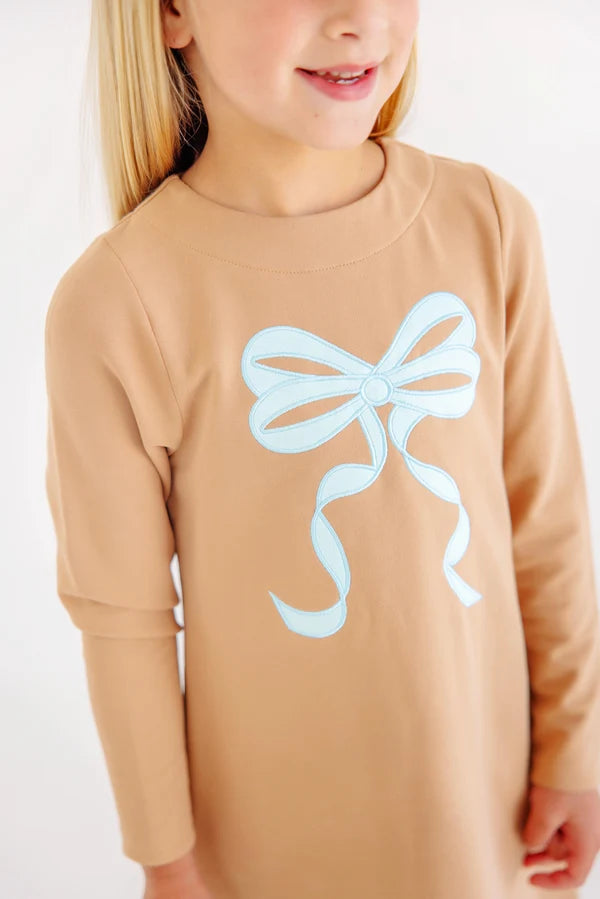 Eliza's Applique Dress - Camel with Edisto Egg Blue