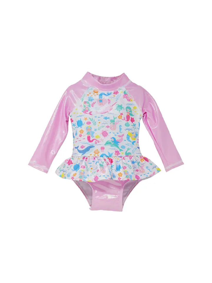 UPF50+ Infant Ruffle Swimsuit - Mermaid Friends