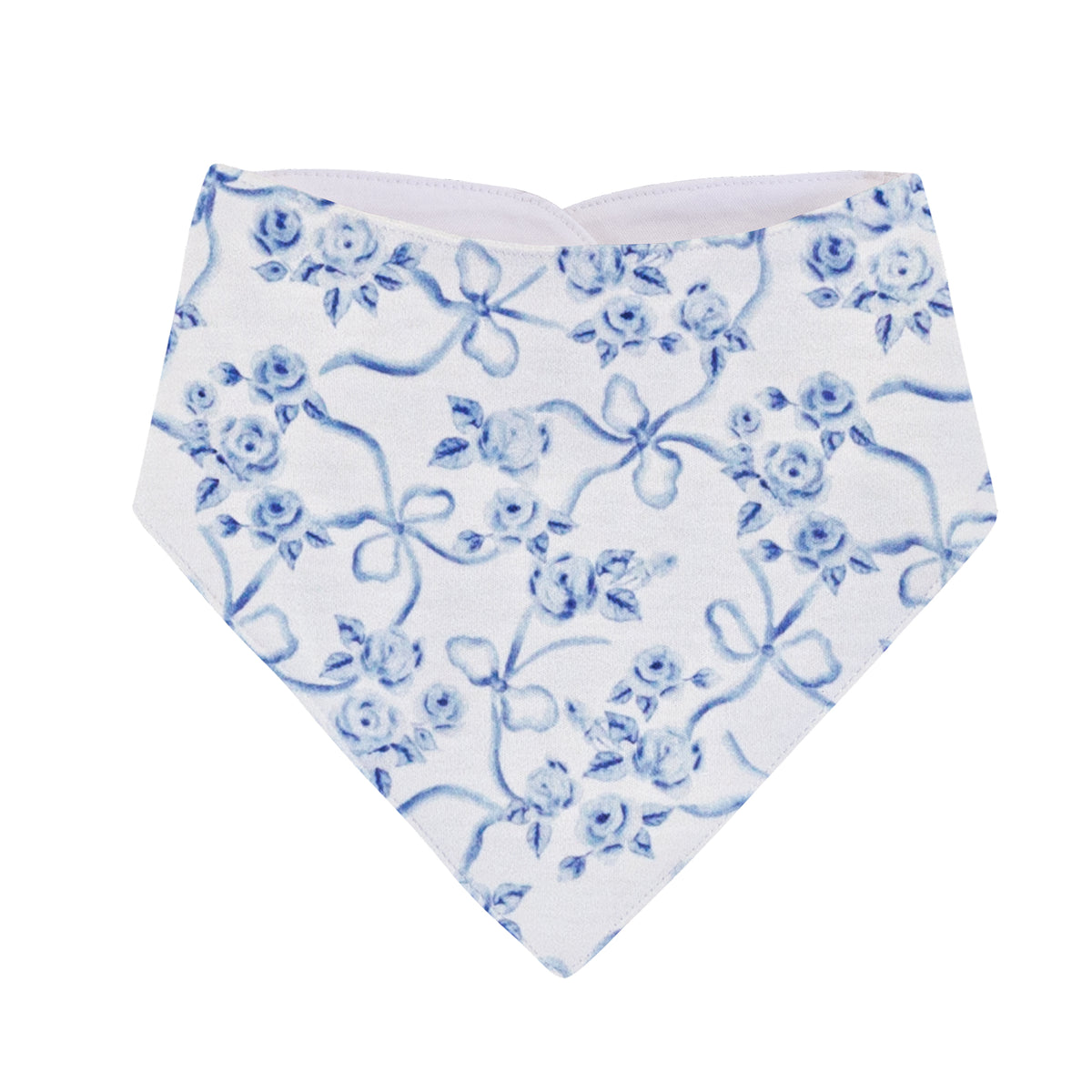 blue romantic toile printed pima bandana bib - One Size