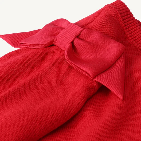 Cambridge Cardigan - Richmond Red with Bows
