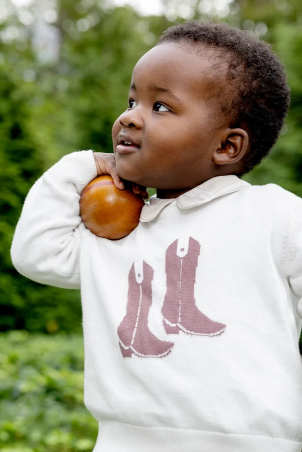 Isaac's Intarsia Sweater (Palmetto Pearl with Cowboy Boot)