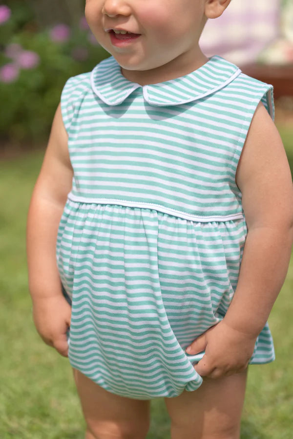 Sleeveless Bradford Bubble - Turks Teal Stripe with Worth Avenue White