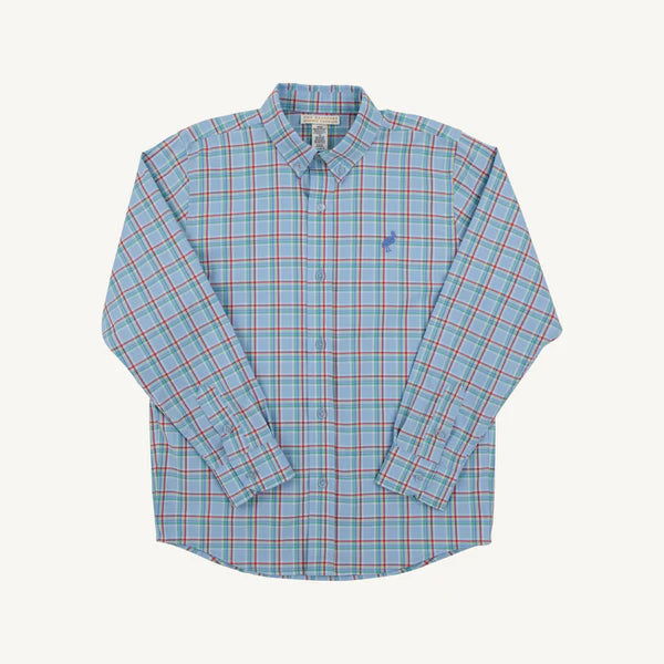 Dean's List Dress Shirt - Kensington Court Plaid with Barbados Blue Stork