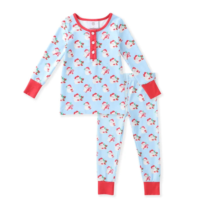 Swoon Blue Santa Christmas 2Pc Pajamas