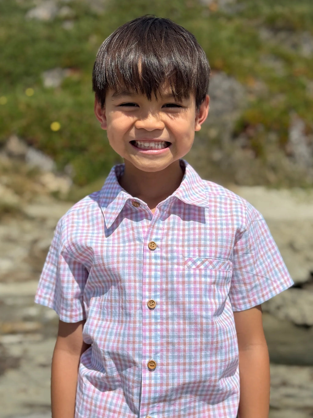 PINK/PEACH BLUE PLAID NEWPORT WOVEN SHIRT