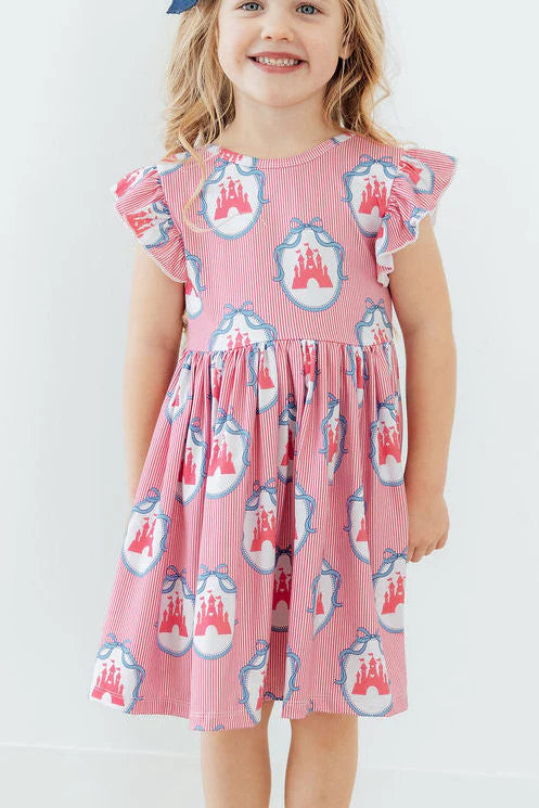 ONCE UPON A CASTLE FLUTTER SLEEVE TWIRL DRESS