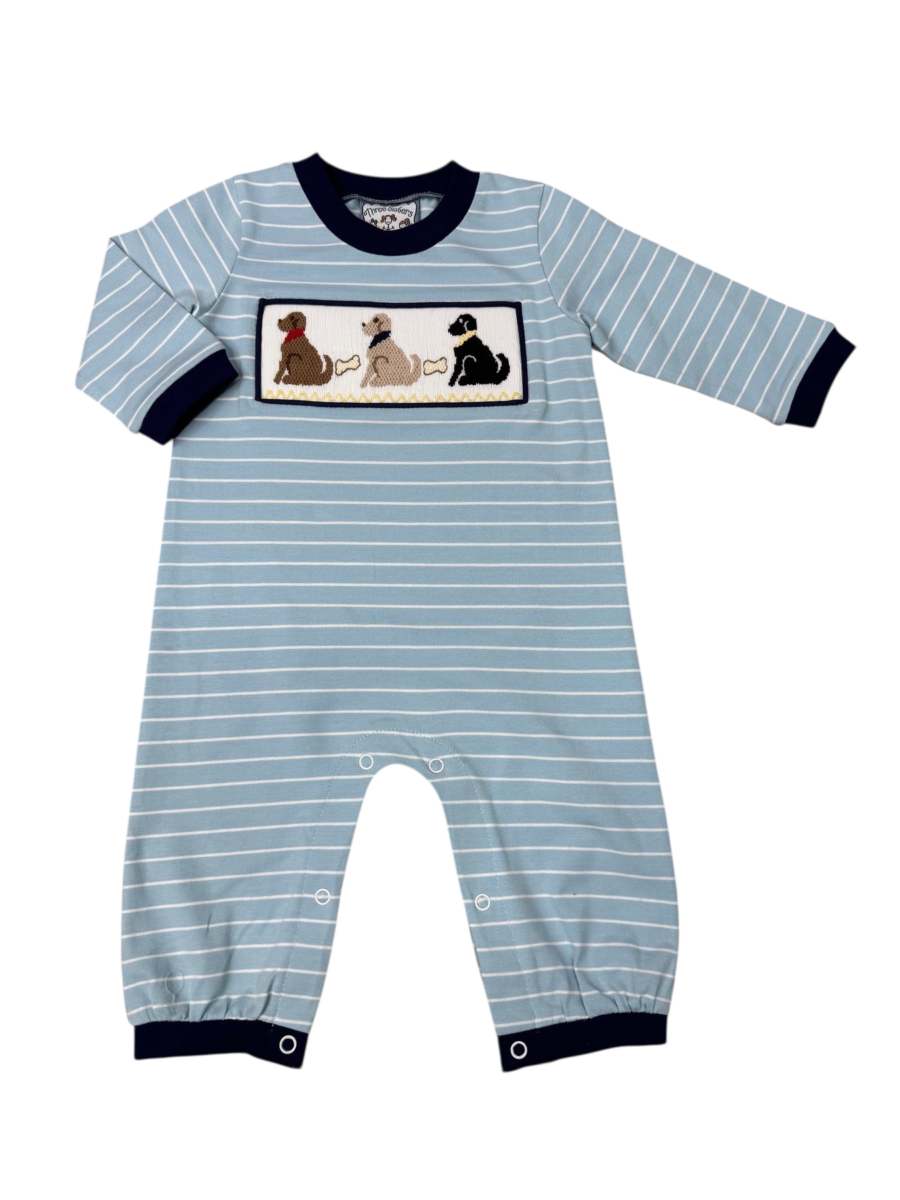 Playful Pups Smocked Boys Romper