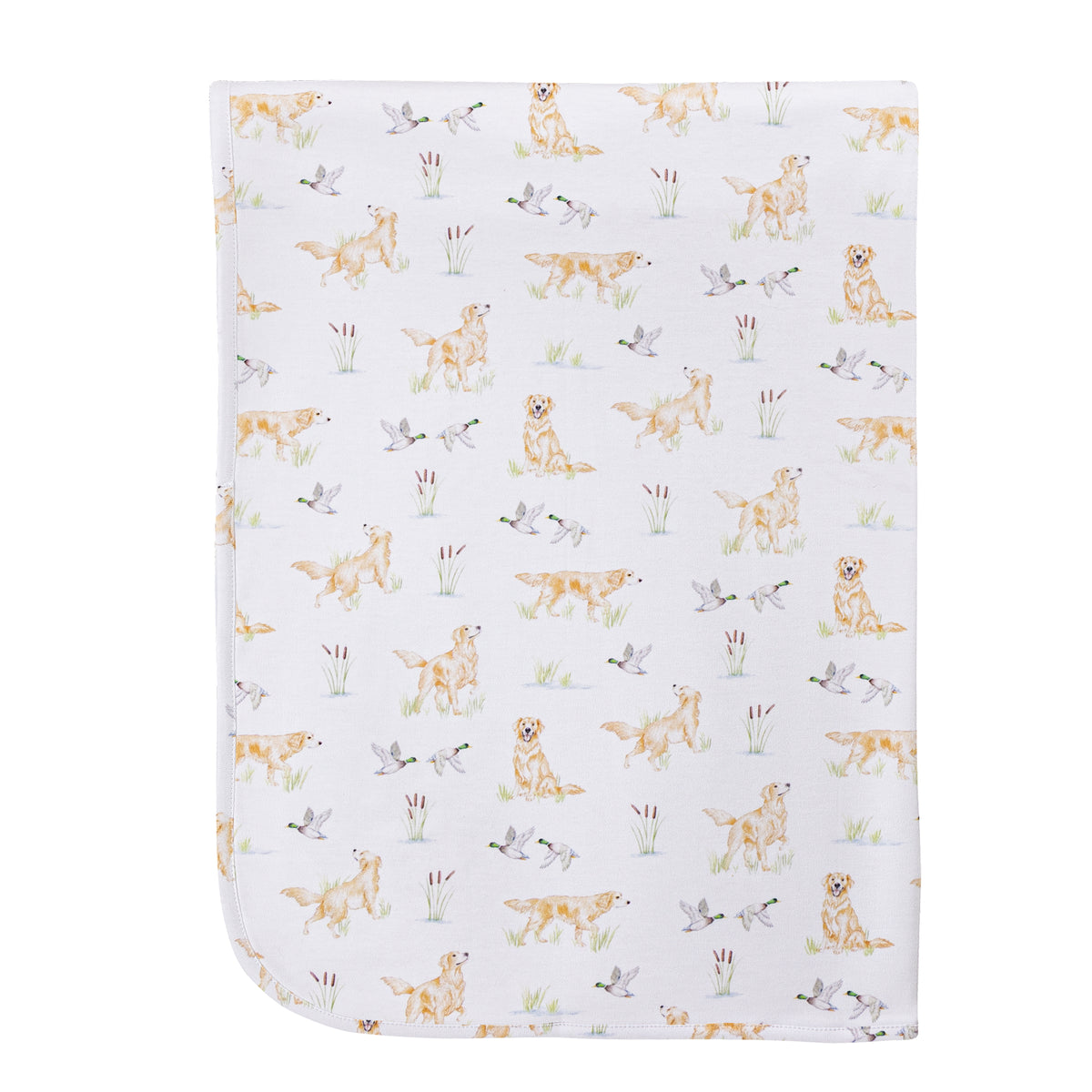 goldens & mallards printed pima receiving blanket 30''x28.5'' - One Size