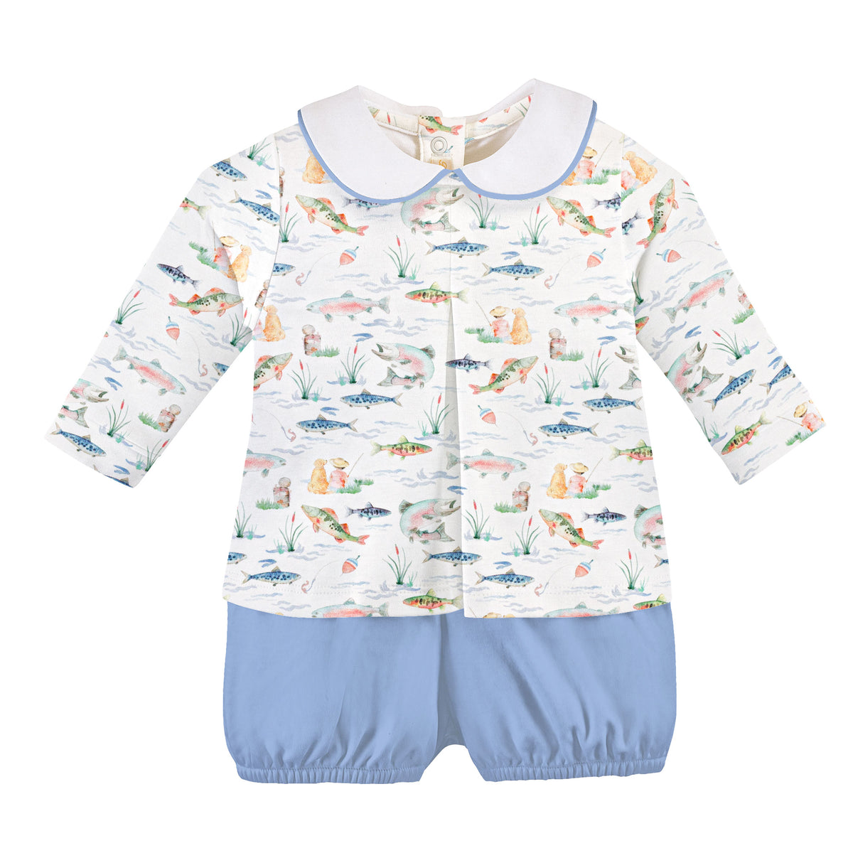 gone fishing printed pima diaper set