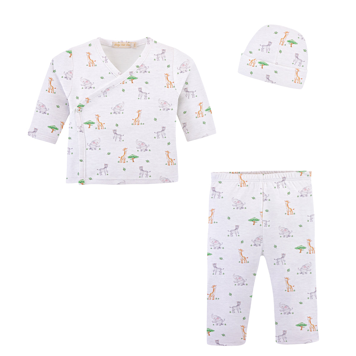 tiny safari printed pima take me home with hat set