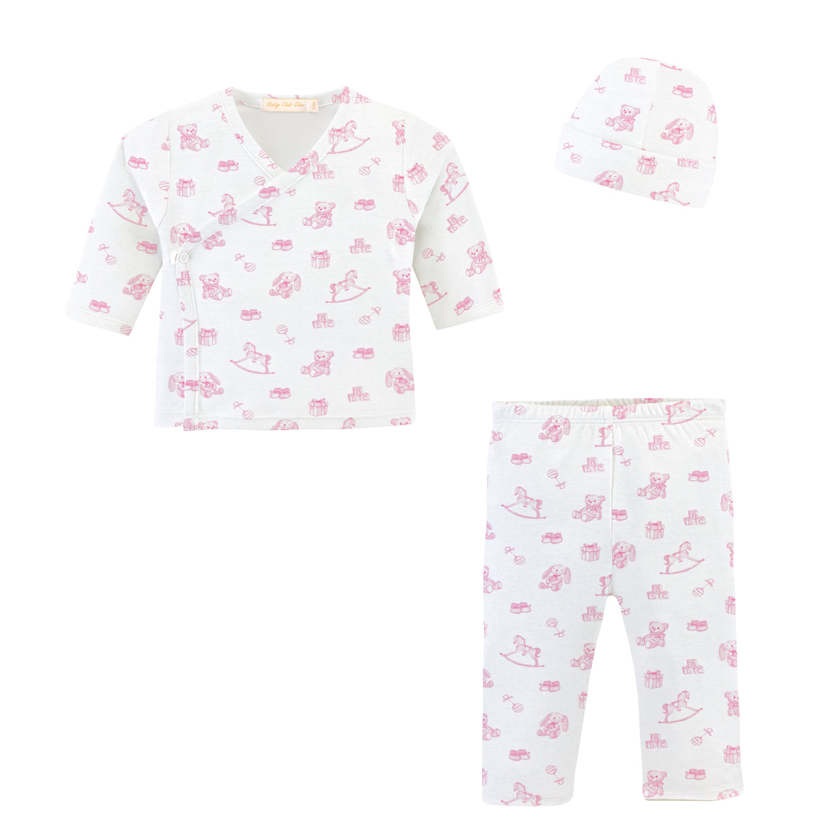 tiny baby toys - girl printed pima take me home with hat set