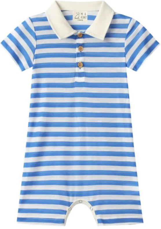 SALTASH Polo romper - Royal stripe