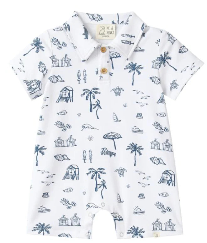 DRIFT BEACH PRINTED JERSEY ROMPER