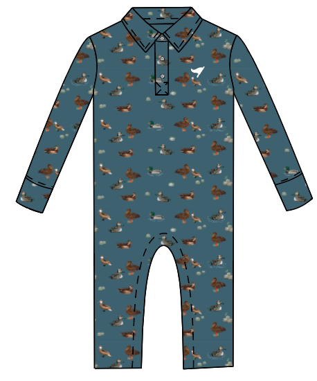 Performance Polo Baby Romper - Ducks