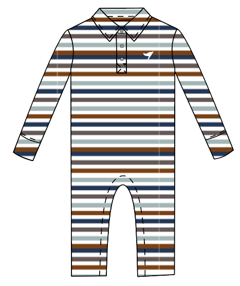 Performance Polo Baby Romper - Stripped