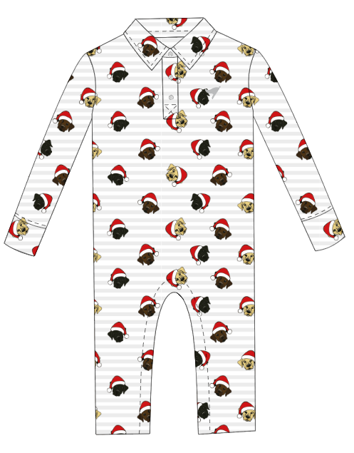 Performance Polo Baby Romper - Christmas Pups