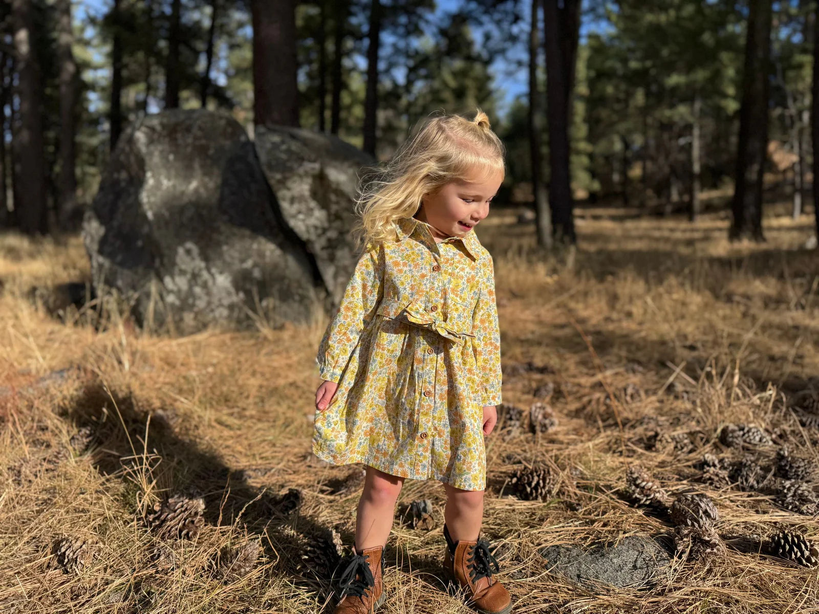 Amy Dress in Gold Meadow