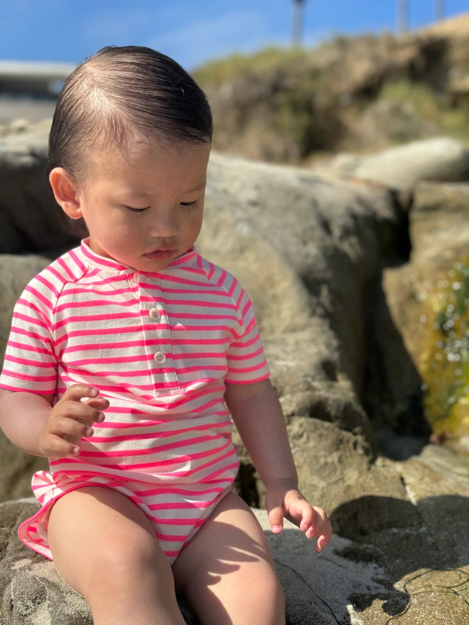 NEON PINK RAGLAN Jersey Onesie