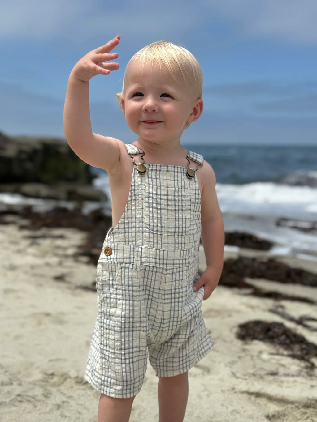 GALLEON CHAMBRAY/CREAM PLAID Woven Overalls