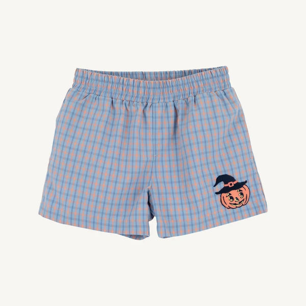 Sheffield Shorts (Wheaton Windowpane with Seashore Sherbet Stork & Pumpkin Applique)