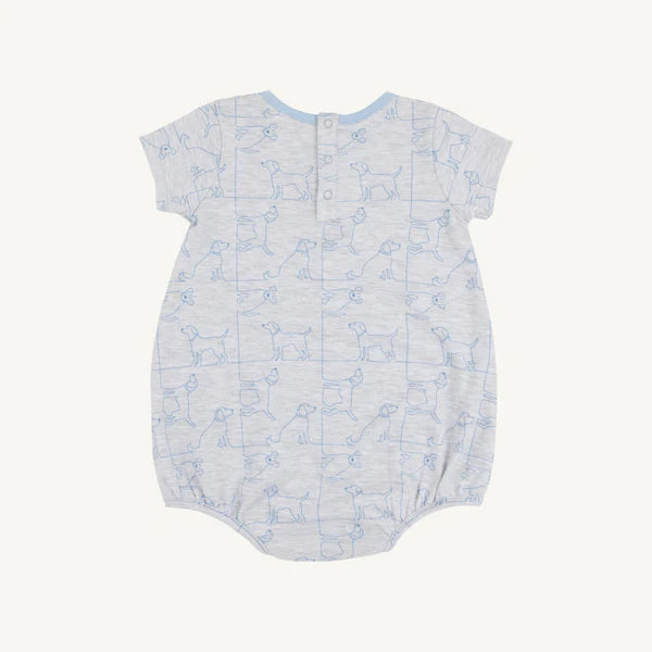 Short Sleeve Patton Play Bubble - Puppy Puzzle with Beale Street Blue