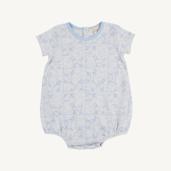 Short Sleeve Patton Play Bubble - Puppy Puzzle with Beale Street Blue